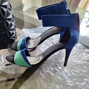 Blue/Green 3.2inch heels, worn1x-Sz11, *Displays heel dirt from outdoor event*
